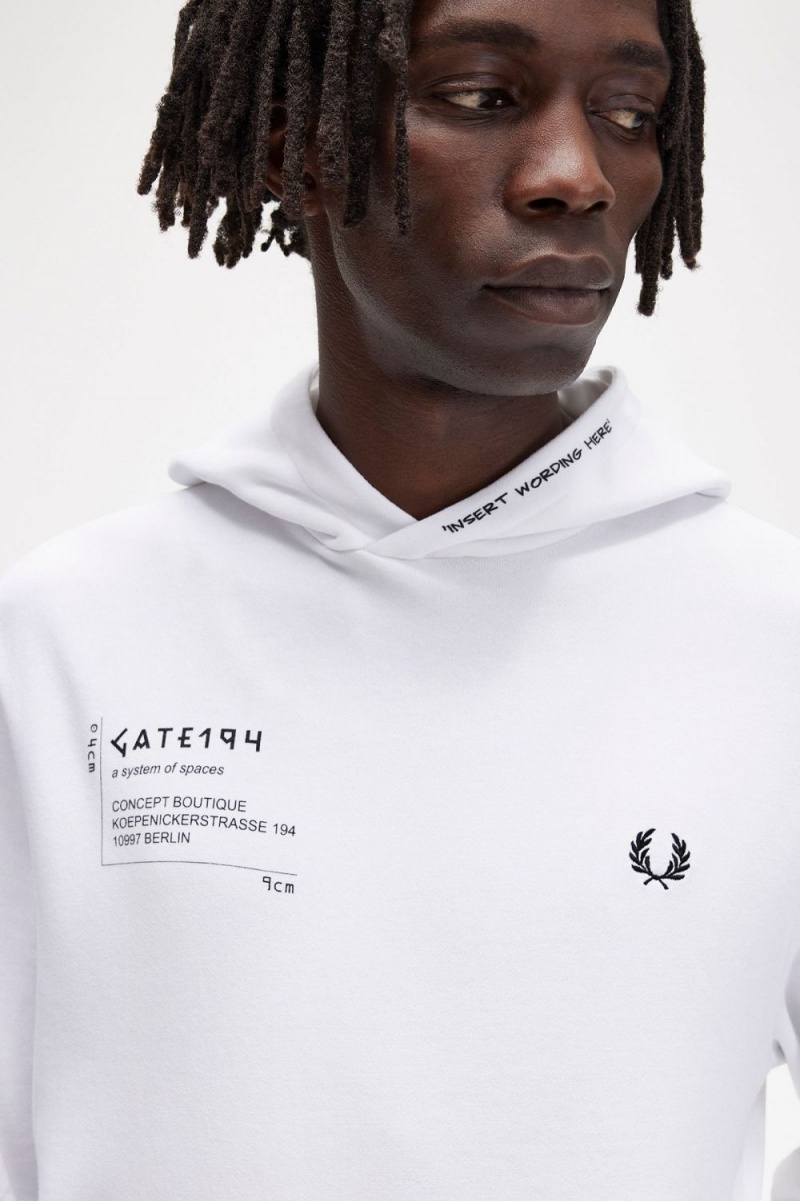 Fred Perry Printed Hooded Sweat Men's Shirt White | BWFHS8035