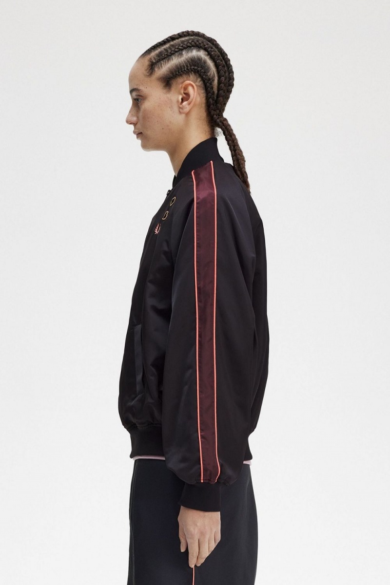 Fred Perry Printed Lining Bomber Women's Jackets Black | WLCGI7512