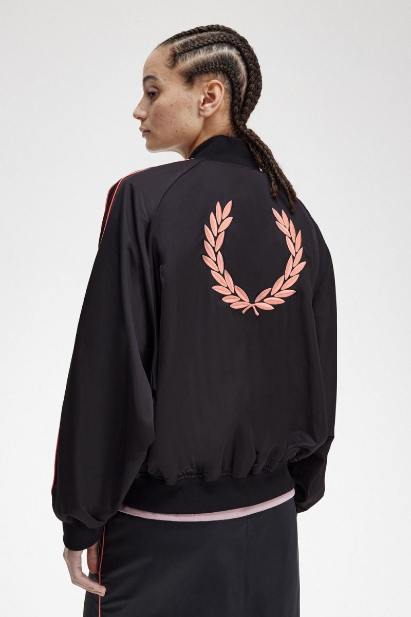 Fred Perry Printed Lining Bomber Women's Jackets Black | WLCGI7512