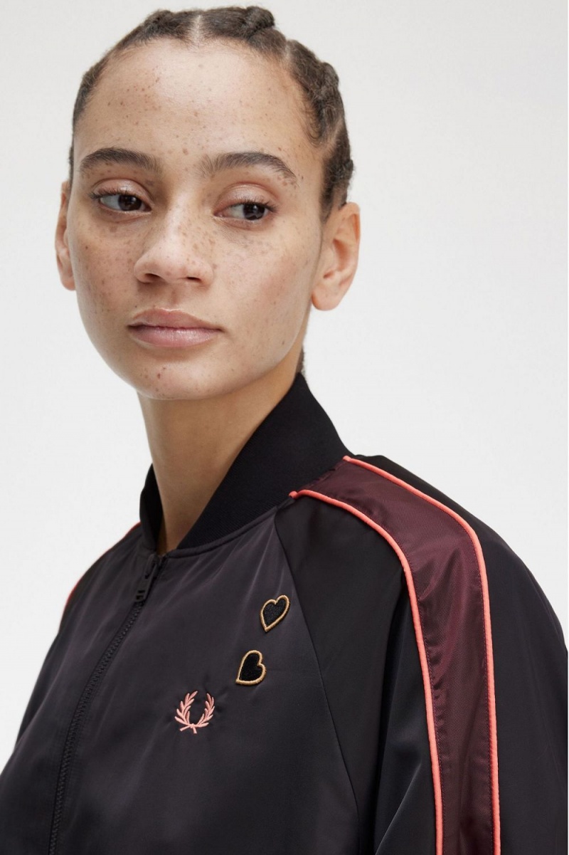 Fred Perry Printed Lining Bomber Women's Jackets Black | WLCGI7512