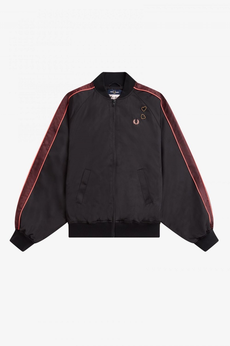 Fred Perry Printed Lining Bomber Women's Jackets Black | WLCGI7512