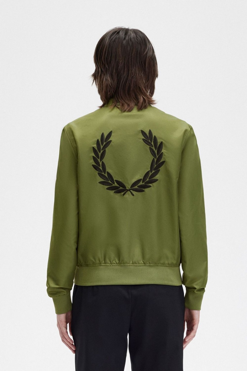 Fred Perry Printed Lining Zip-Through Women's Jackets Parka Green | ZFINV5279