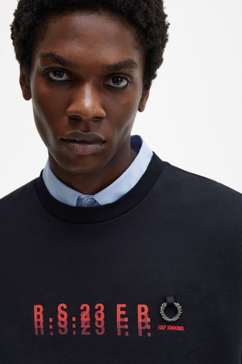 Fred Perry Printed Men's Sweatshirts Black | AMCXD6098