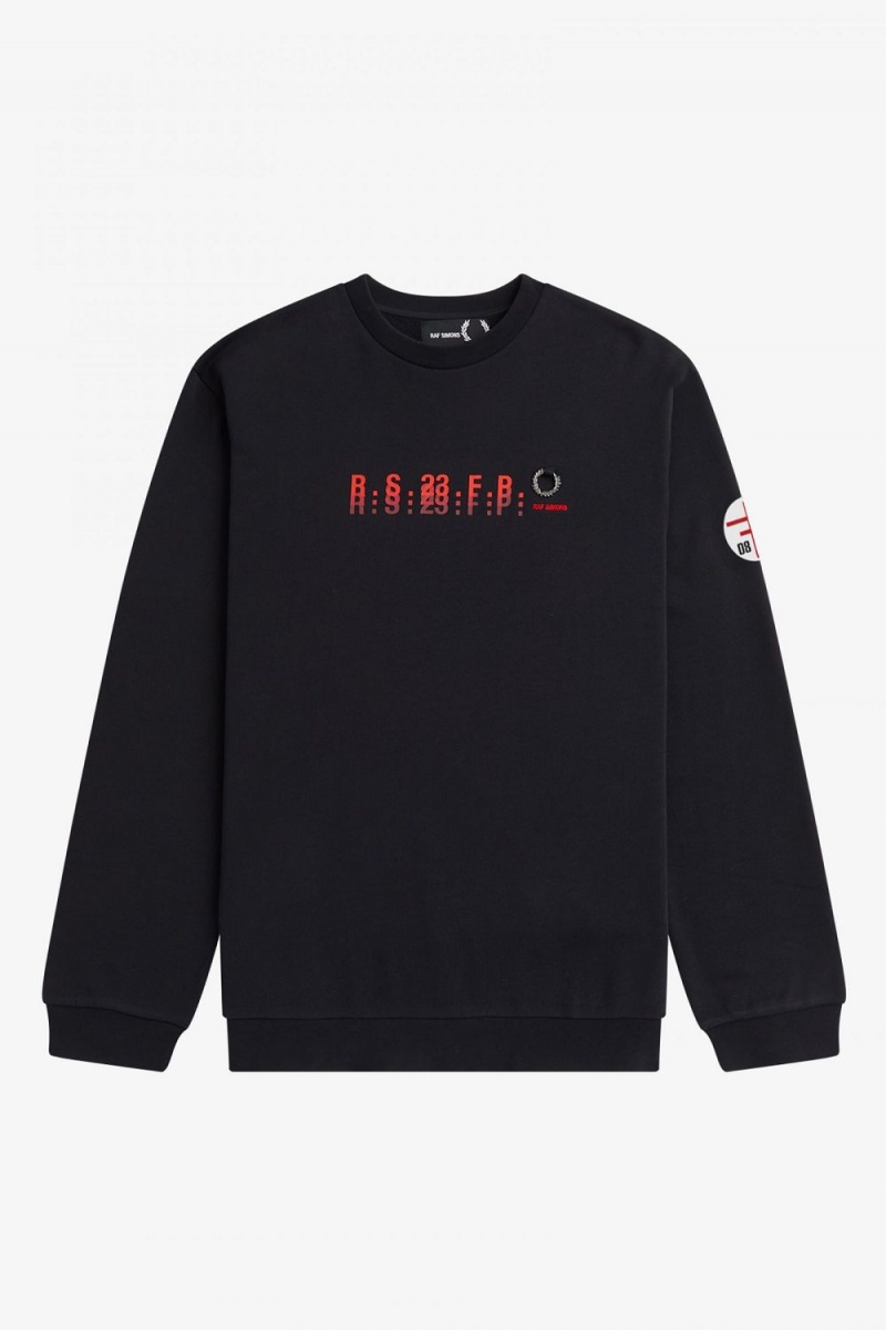 Fred Perry Printed Men's Sweatshirts Black | AMCXD6098