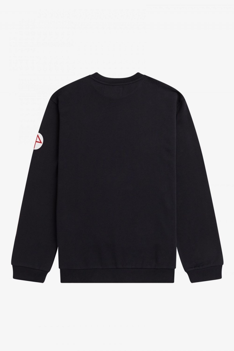 Fred Perry Printed Men's Sweatshirts Black | AMCXD6098