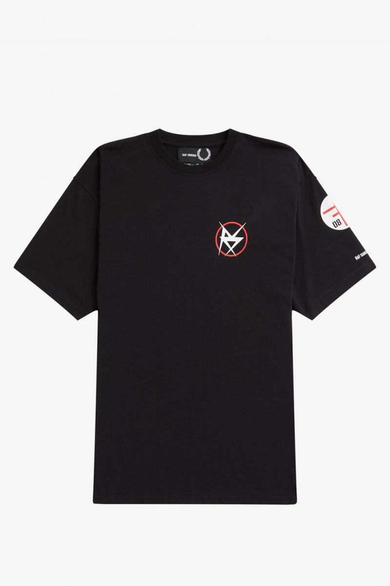 Fred Perry Printed Men's T-Shirt Black | GDAOF9257