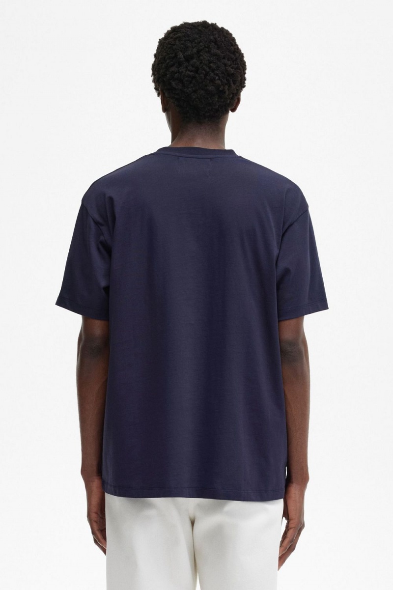 Fred Perry Printed Men's T-Shirt Navy Blue | DSXTK2693