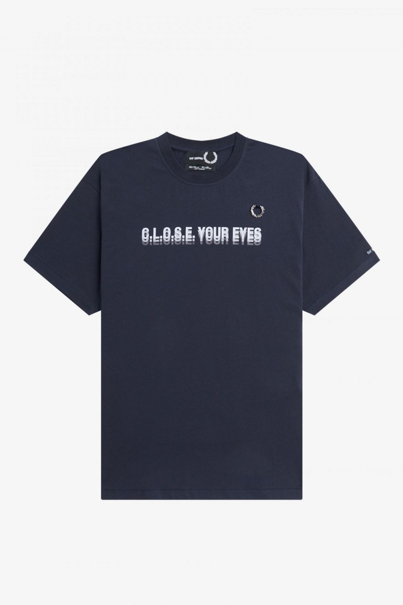 Fred Perry Printed Men's T-Shirt Navy Blue | DSXTK2693