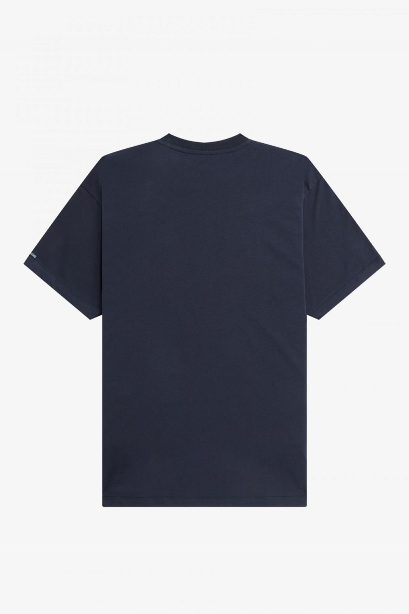 Fred Perry Printed Men's T-Shirt Navy Blue | DSXTK2693