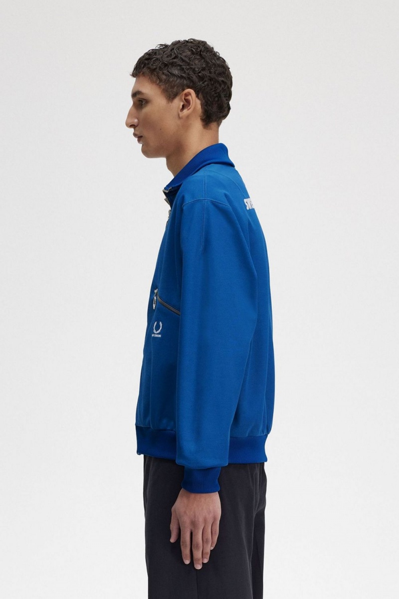 Fred Perry Printed Men's Track Jackets Royal Blue | INZPG0316