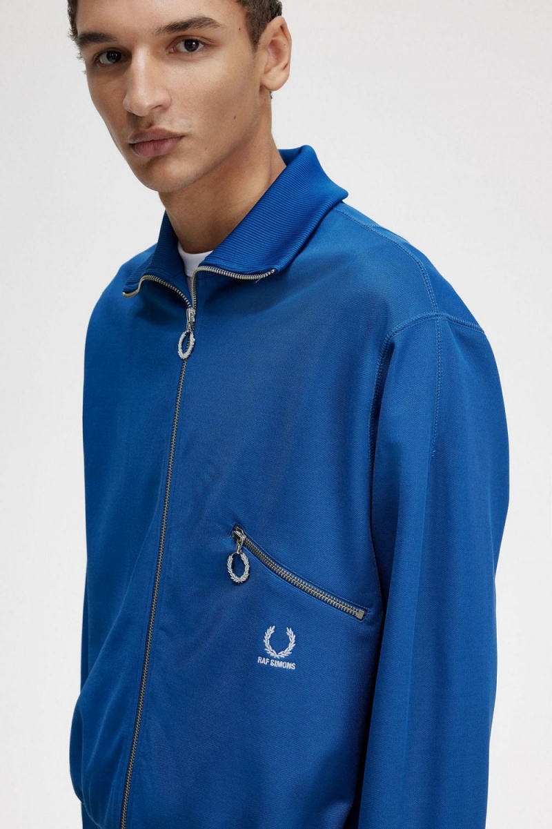 Fred Perry Printed Men's Track Jackets Royal Blue | INZPG0316