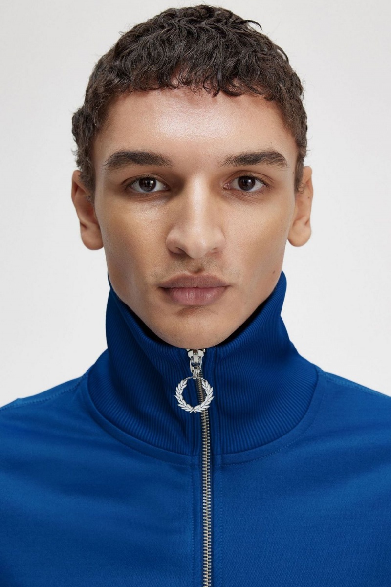 Fred Perry Printed Men's Track Jackets Royal Blue | INZPG0316