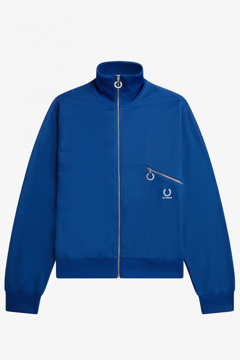 Fred Perry Printed Men's Track Jackets Royal Blue | INZPG0316