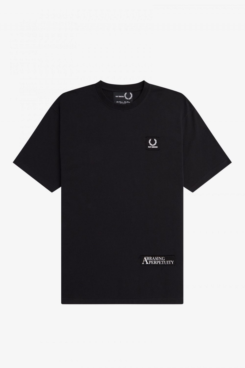 Fred Perry Printed Patch Relaxed Men's T-Shirt Black | CATGI2937