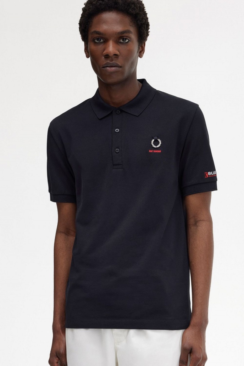 Fred Perry Printed Sleeve Men's Polo Shirt Black | HTPFQ8601