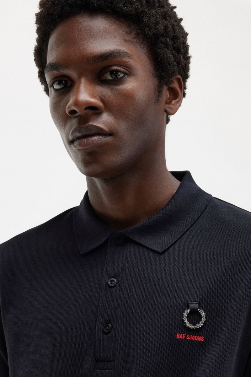 Fred Perry Printed Sleeve Men's Polo Shirt Black | HTPFQ8601