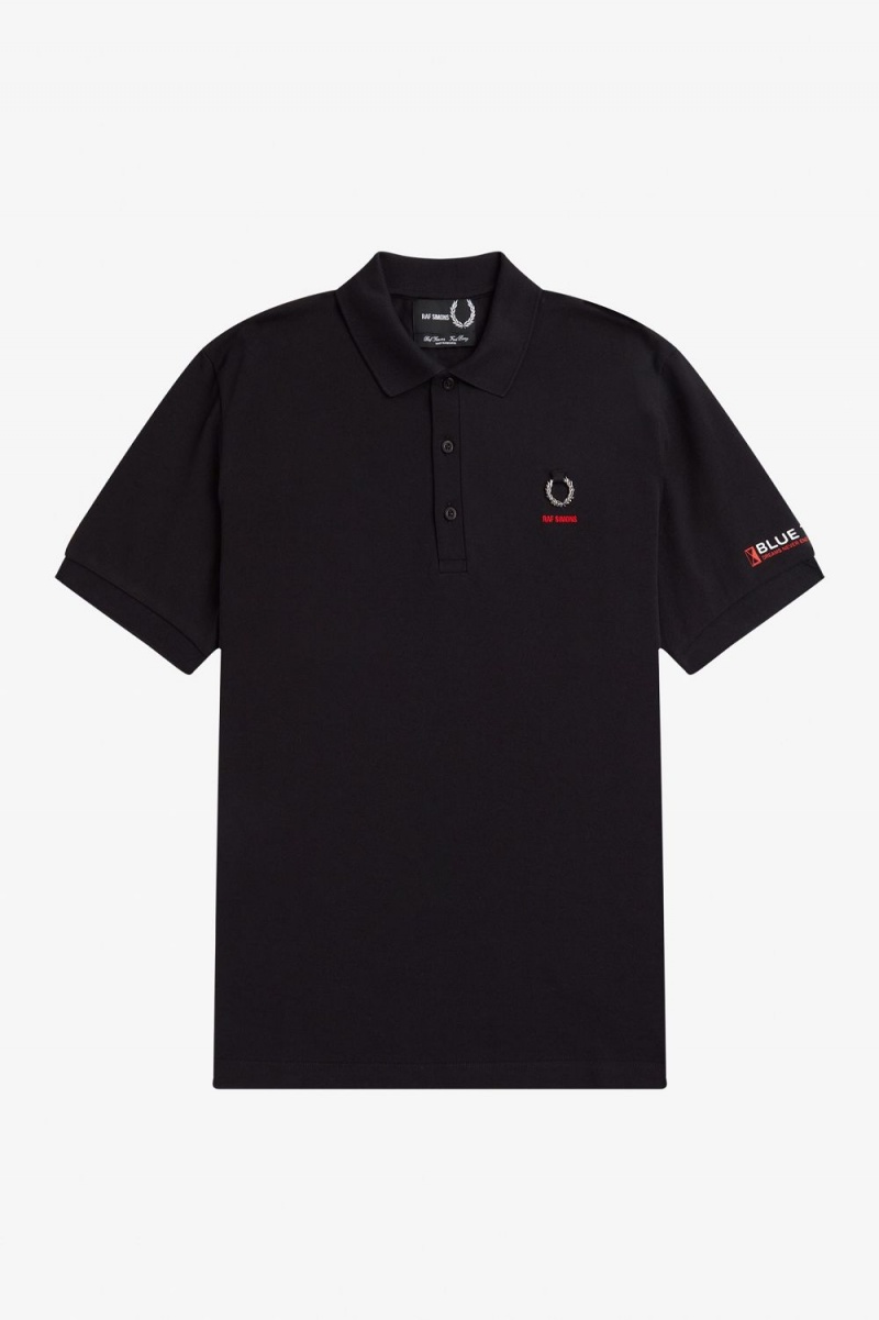 Fred Perry Printed Sleeve Men's Polo Shirt Black | HTPFQ8601