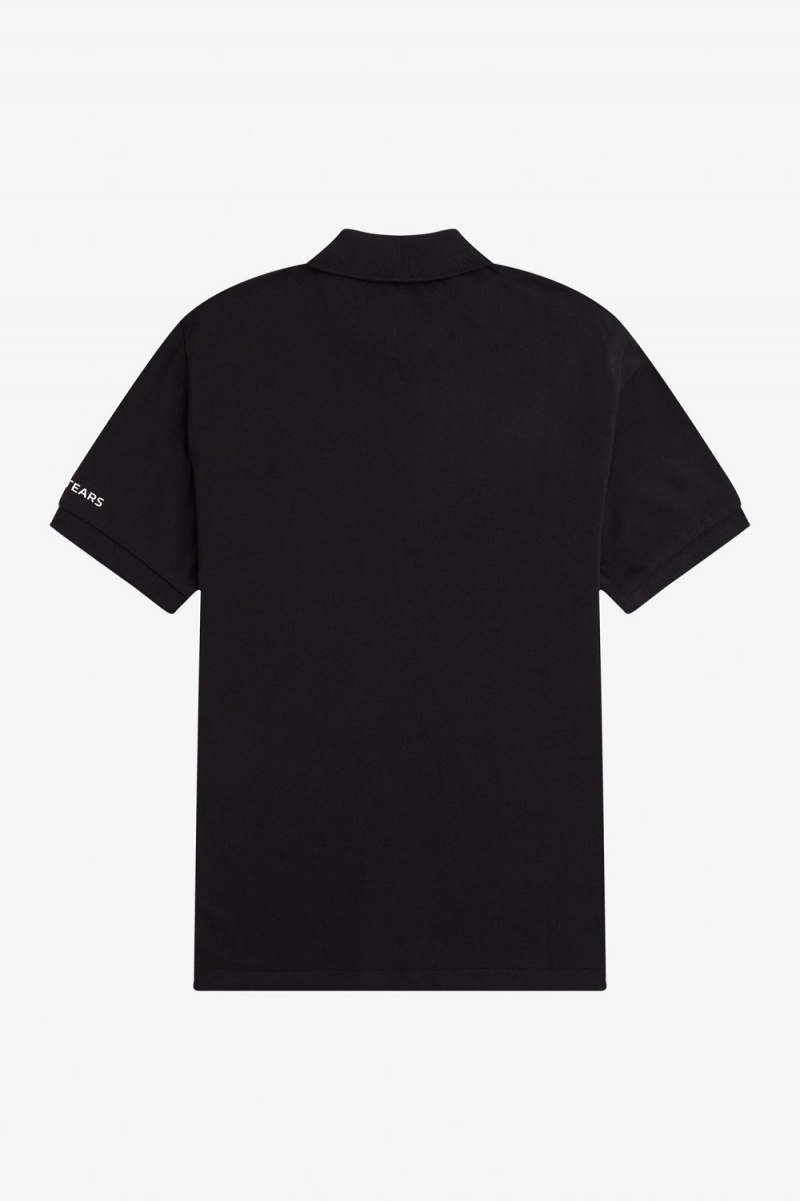 Fred Perry Printed Sleeve Men's Polo Shirt Black | HTPFQ8601