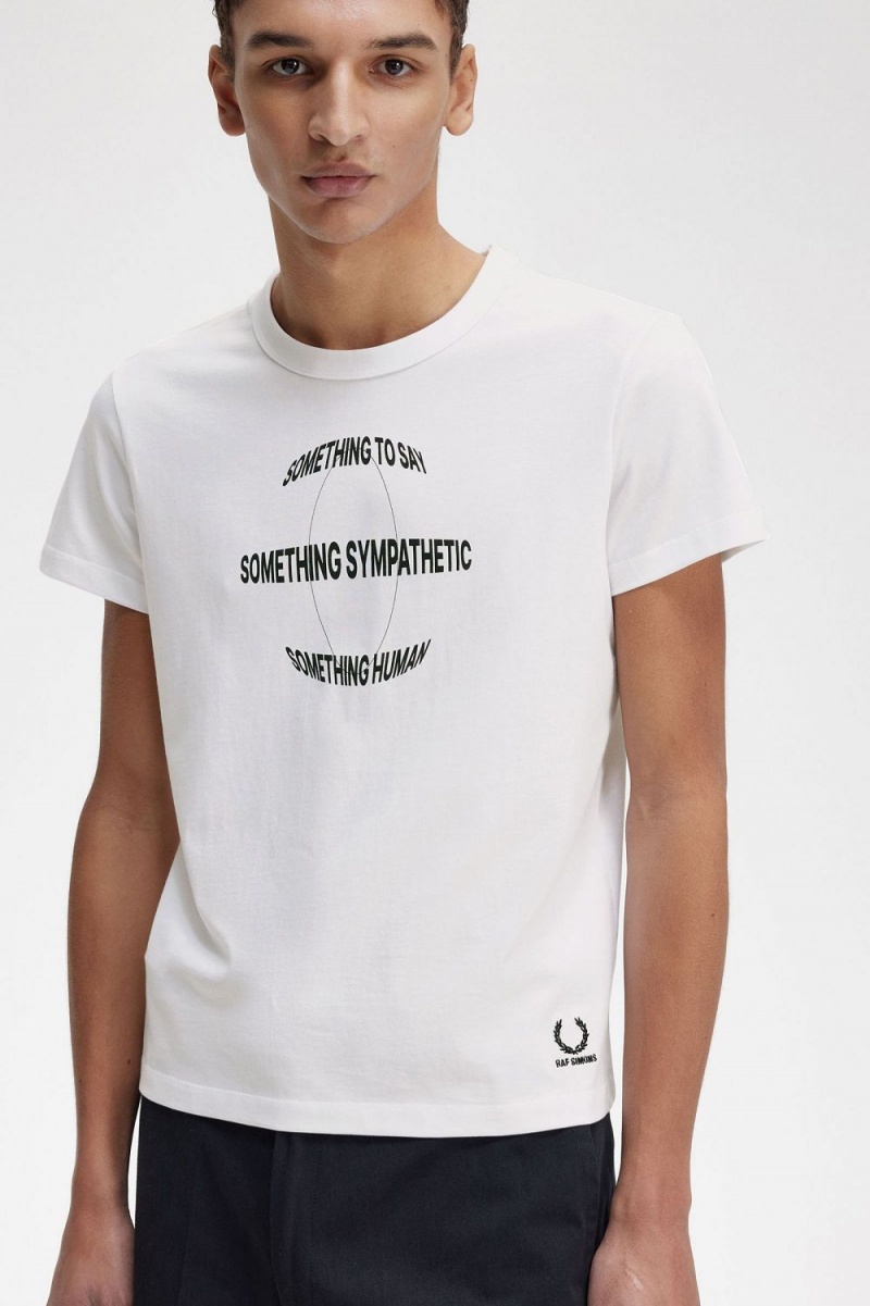 Fred Perry Printed Slim-Fit Men's T-Shirt White | KSQRT4107