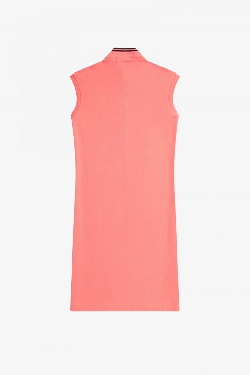 Fred Perry Printed Trim Piqué Women's Dress Coral Heat | AVOGY0182