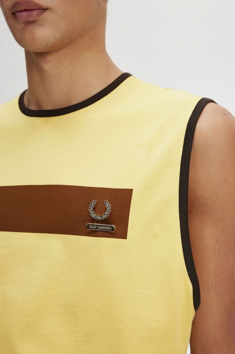 Fred Perry Printed Vest Men's T-Shirt Dirty Lime | YGEFQ3620