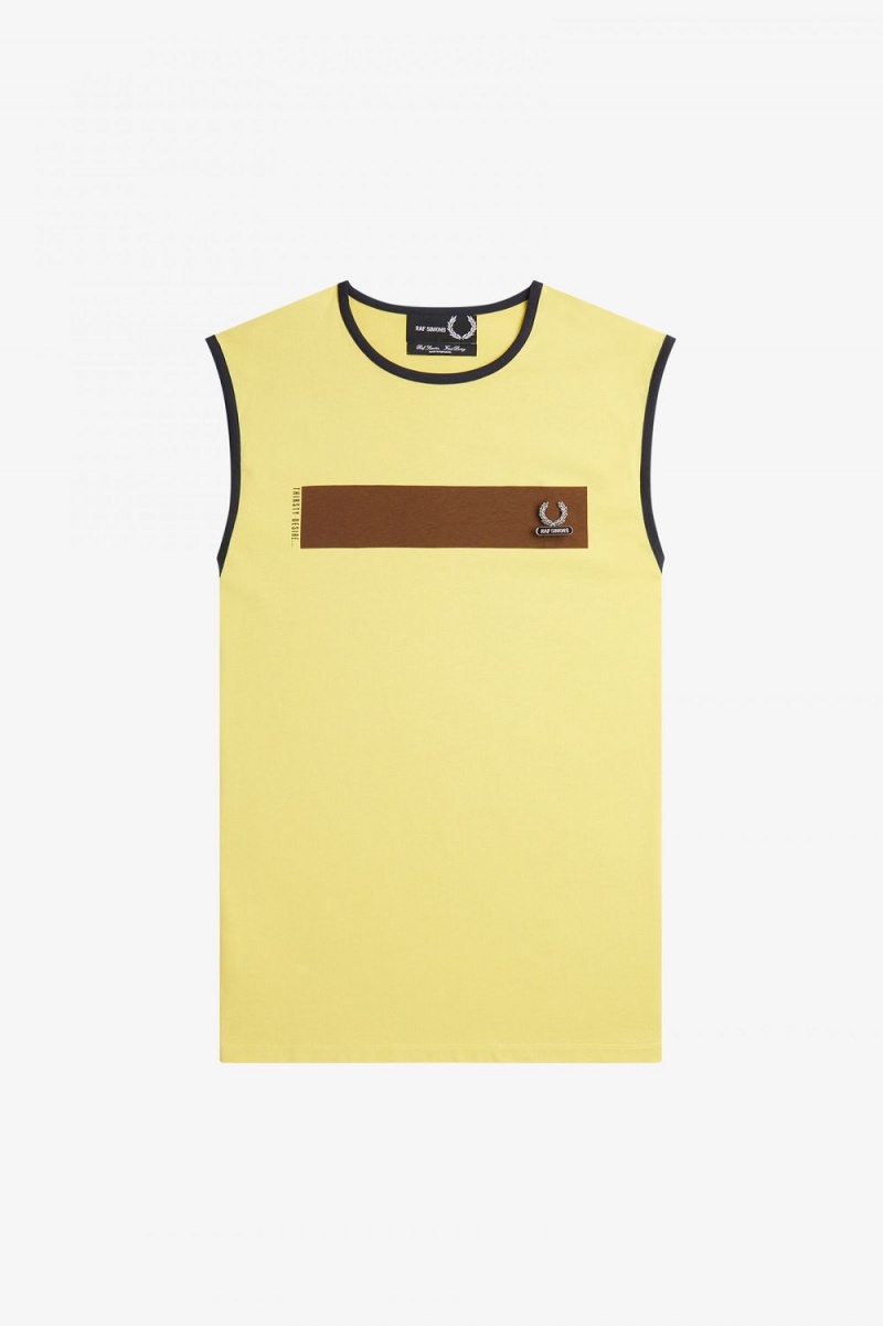 Fred Perry Printed Vest Men's T-Shirt Dirty Lime | YGEFQ3620