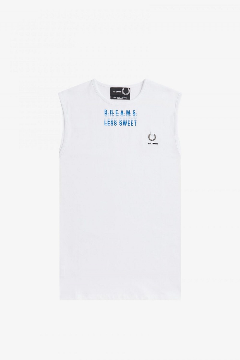 Fred Perry Printed Vest Men's T-Shirt White | VIXQA3486