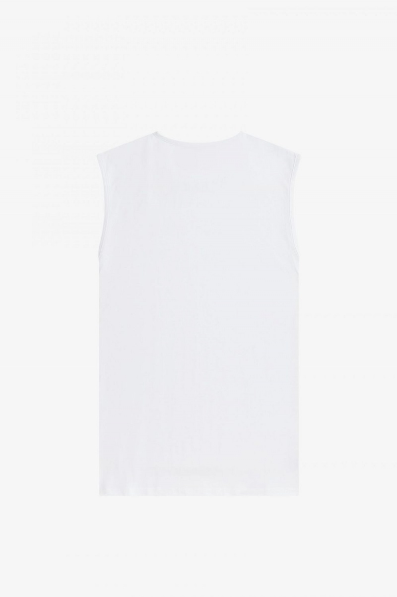 Fred Perry Printed Vest Men's T-Shirt White | VIXQA3486