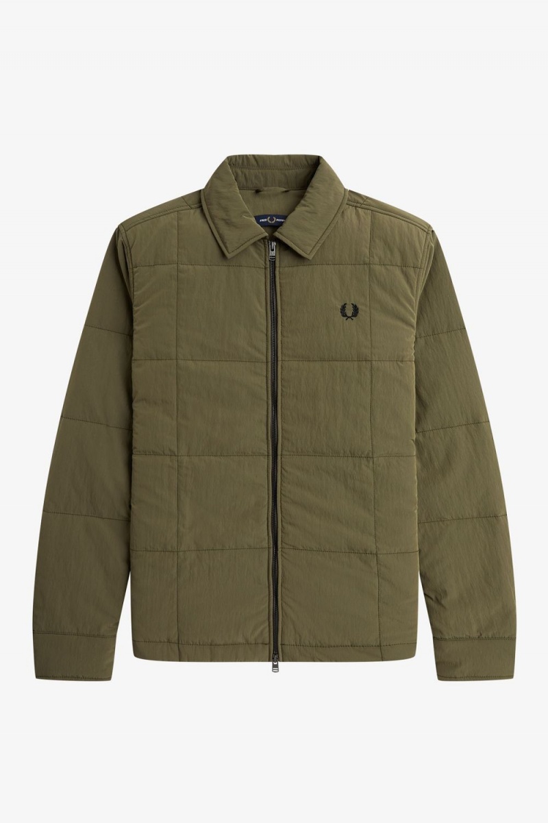 Fred Perry Quilted Men's Shirt Uniform Green | WNQSI7394