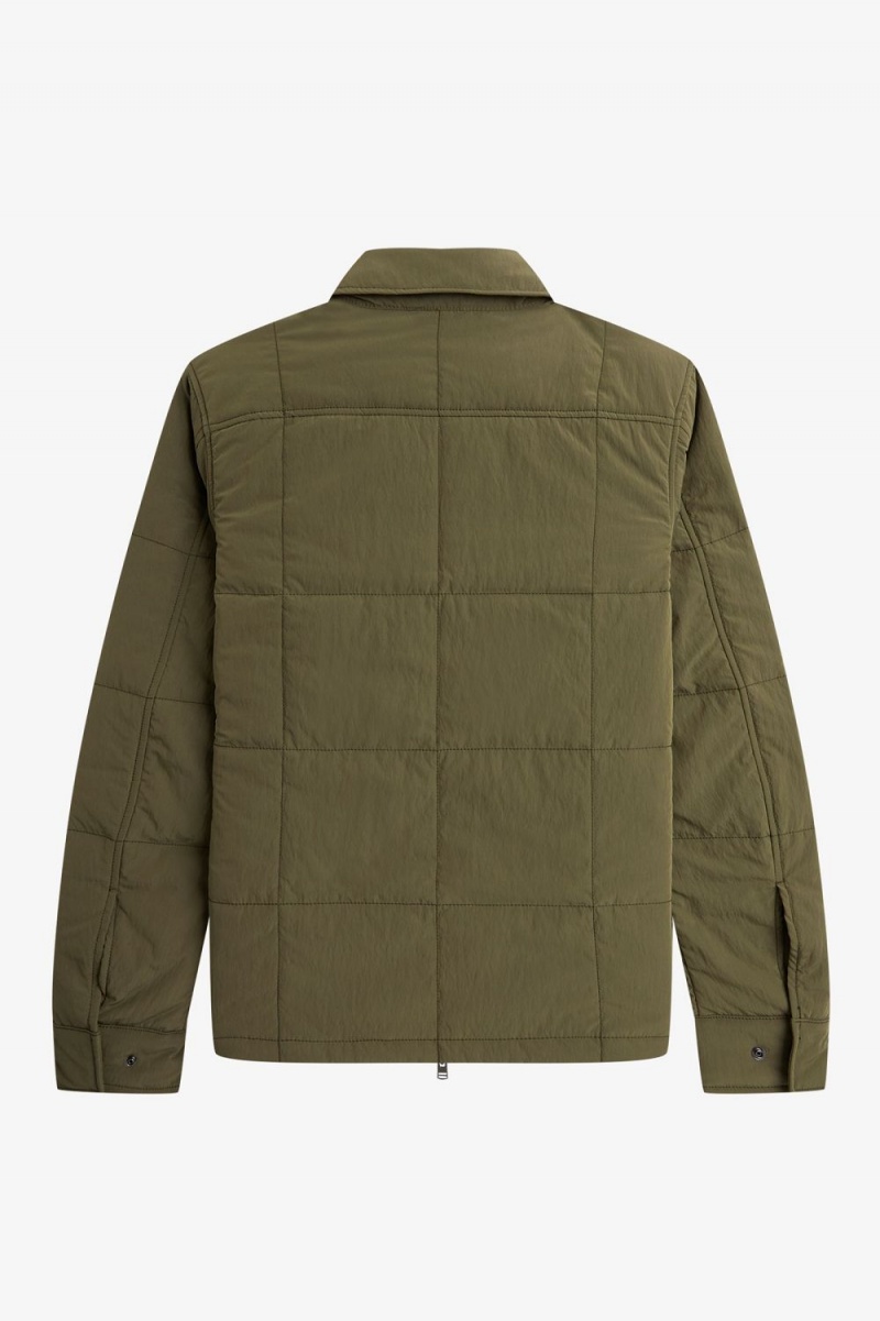 Fred Perry Quilted Men's Shirt Uniform Green | WNQSI7394