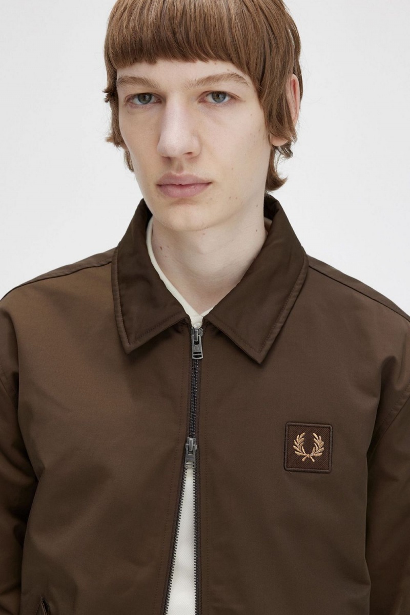 Fred Perry Quilted Zip Through Men's Jackets Burnt Tobacco | VXFWZ0147