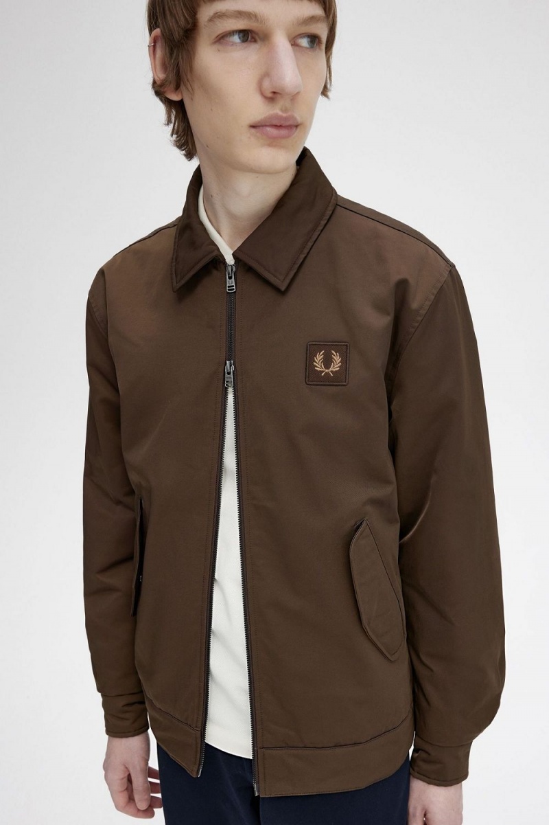 Fred Perry Quilted Zip Through Men's Jackets Burnt Tobacco | VXFWZ0147