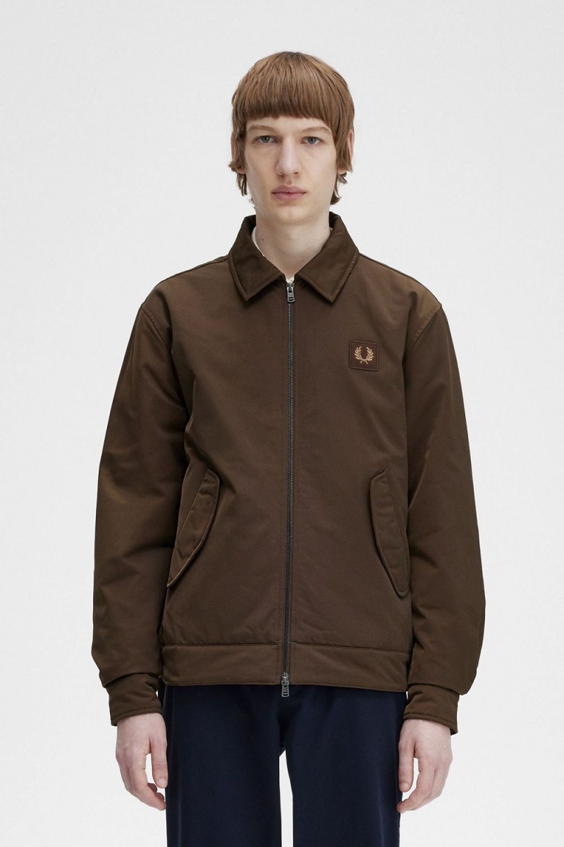 Fred Perry Quilted Zip Through Men\'s Jackets Burnt Tobacco | VXFWZ0147