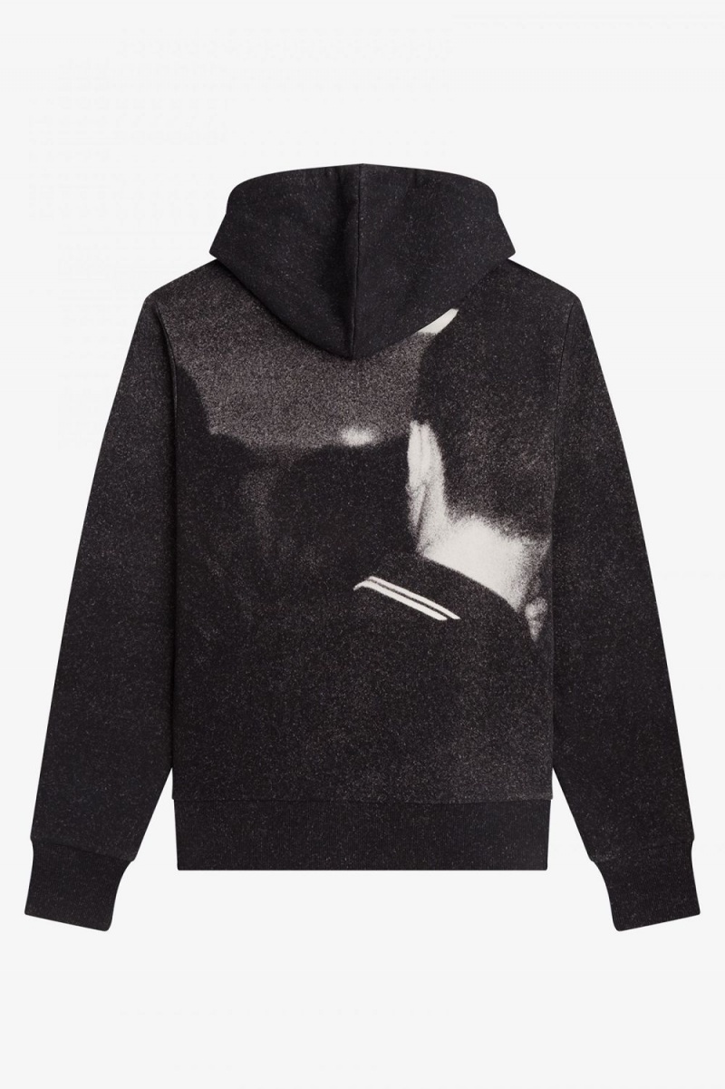 Fred Perry Rave Graphic Hooded Men's Sweatshirts Black | FTHLQ0731