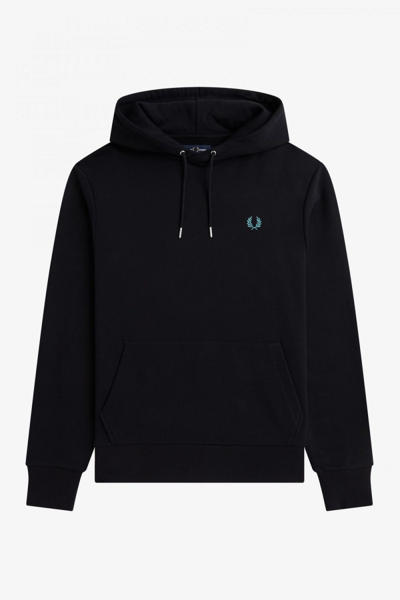 Fred Perry Rave Graphic Hooded Men\'s Sweatshirts Black | QIJOY1745