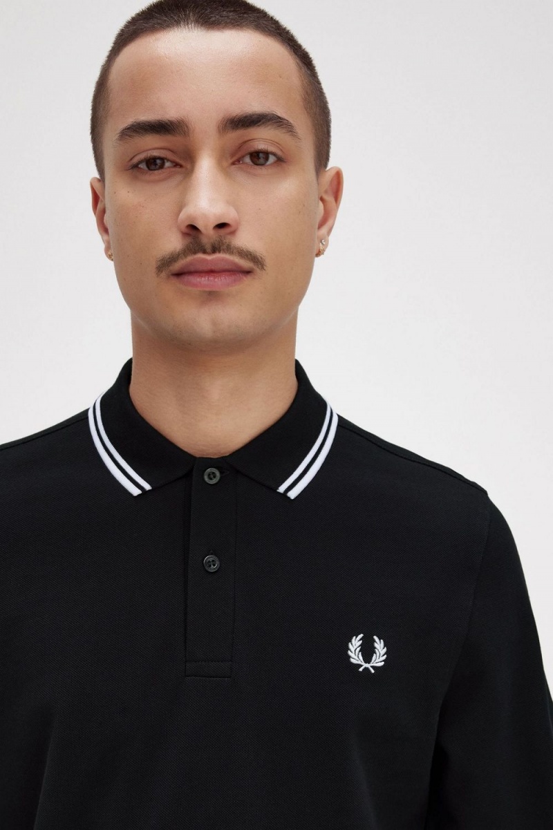 Fred Perry Rave Graphic Long Sleeve Men's Shirt Black | PJIMT8027