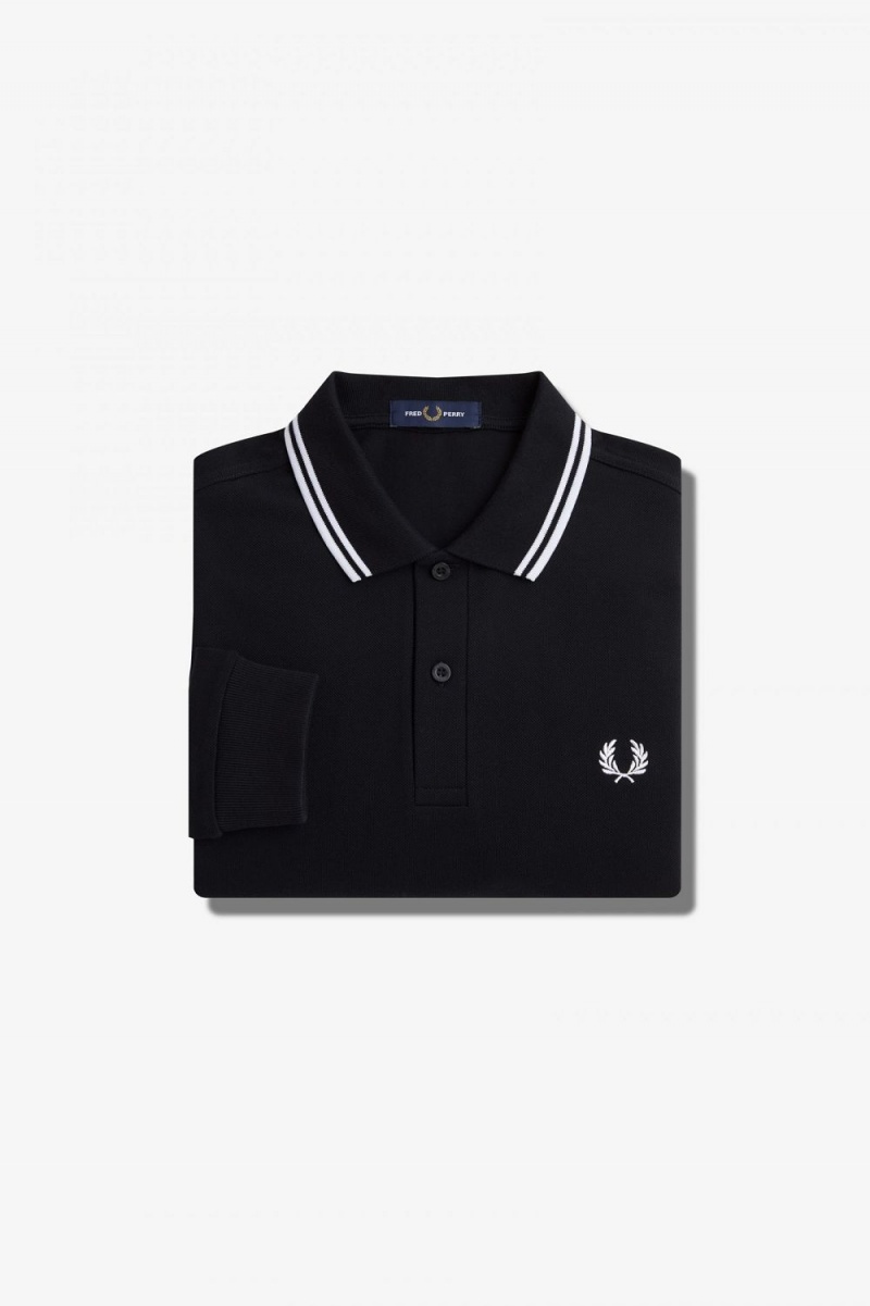 Fred Perry Rave Graphic Long Sleeve Men's Shirt Black | PJIMT8027