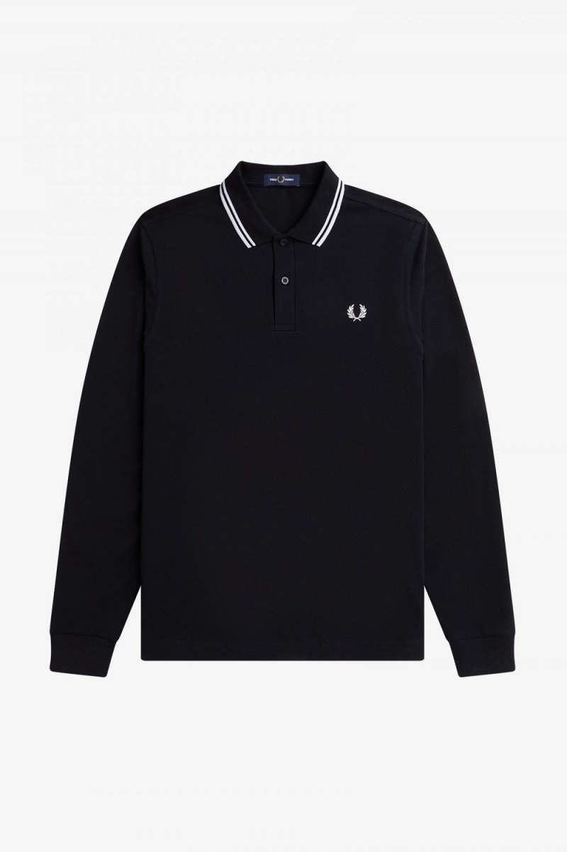 Fred Perry Rave Graphic Long Sleeve Men's Shirt Black | PJIMT8027