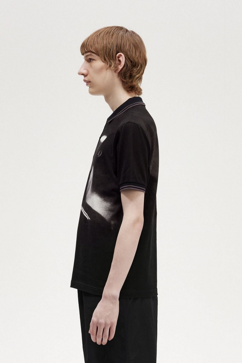 Fred Perry Rave Graphic Men's Polo Shirt Black | QZXDC2731