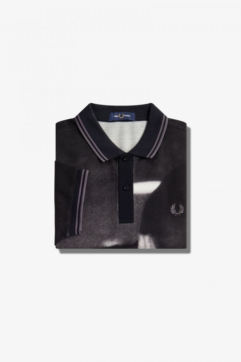 Fred Perry Rave Graphic Men's Polo Shirt Black | QZXDC2731