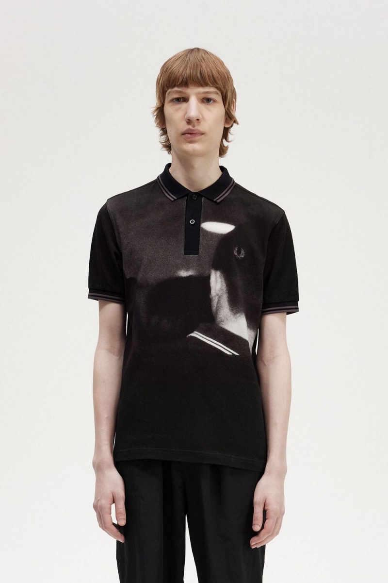 Fred Perry Rave Graphic Men\'s Polo Shirt Black | QZXDC2731