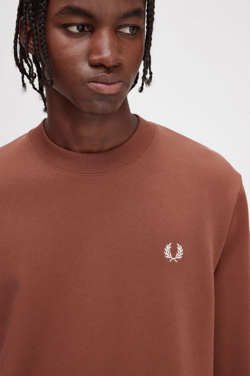 Fred Perry Rave Graphic Men's Sweatshirts Whisky Brown | NRZLY8435