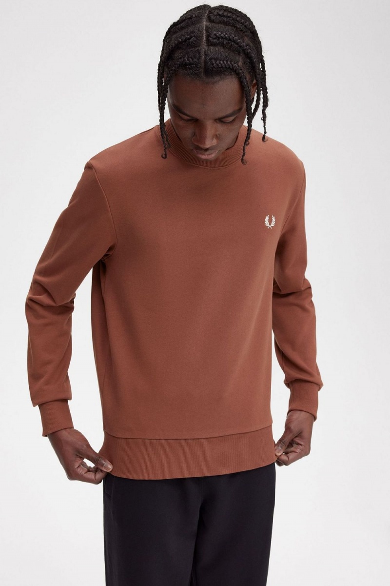 Fred Perry Rave Graphic Men's Sweatshirts Whisky Brown | NRZLY8435