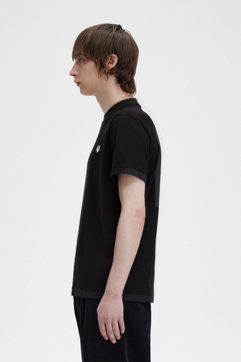 Fred Perry Rave Graphic Men's T-Shirt Black | UKLOP7869