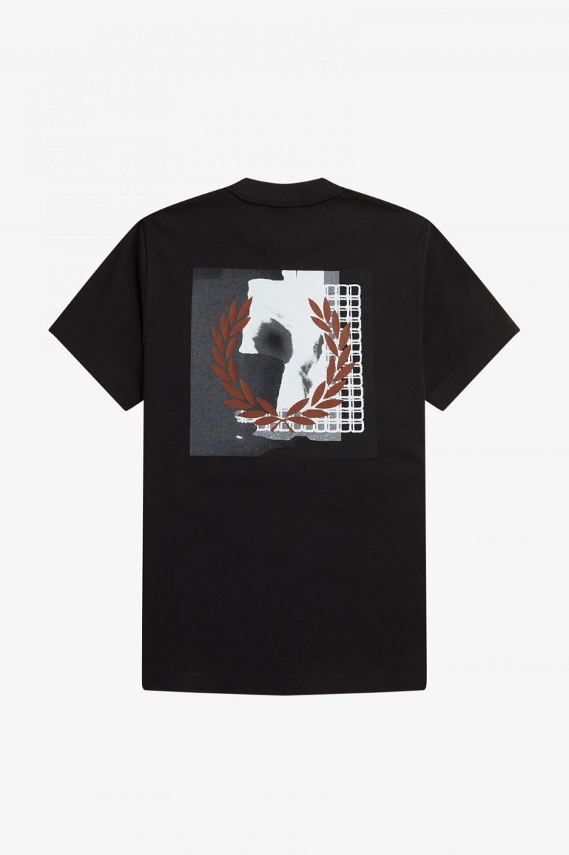 Fred Perry Rave Graphic Men's T-Shirt Black | UKLOP7869