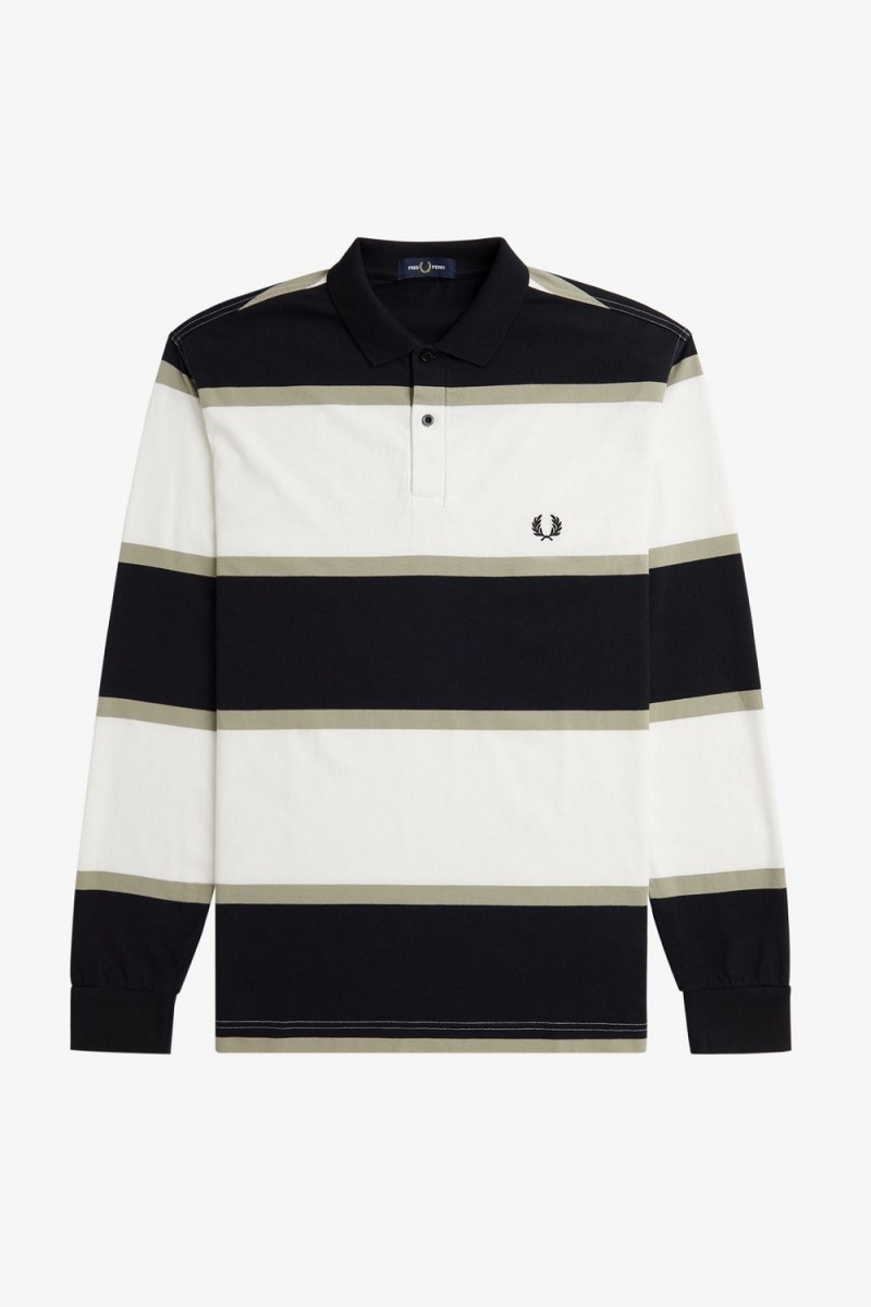 Fred Perry Relaxed Stripe Men's Polo Shirt Snow White | BFGHY9528