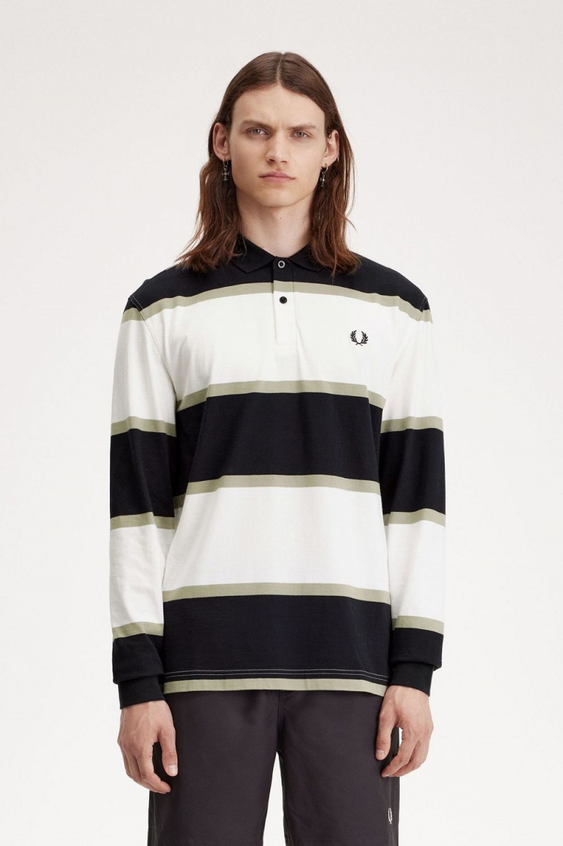 Fred Perry Relaxed Stripe Men\'s Polo Shirt Snow White | BFGHY9528