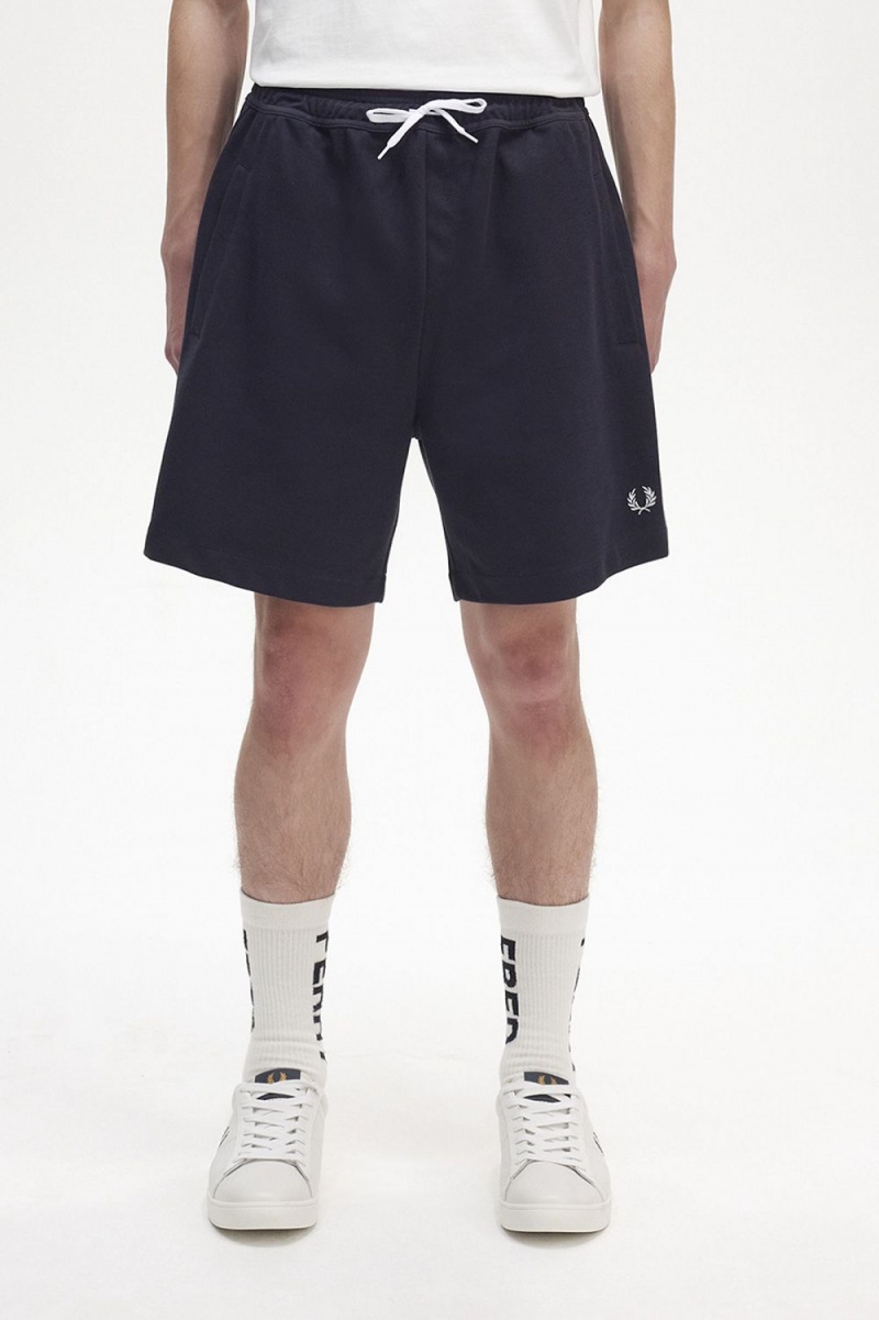 Fred Perry Reverse Tricot Men\'s Shorts Navy | DHSUR0648