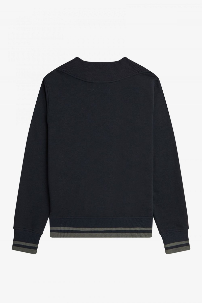 Fred Perry Rib Detail Men's Sweatshirts Black | GSXJQ1362