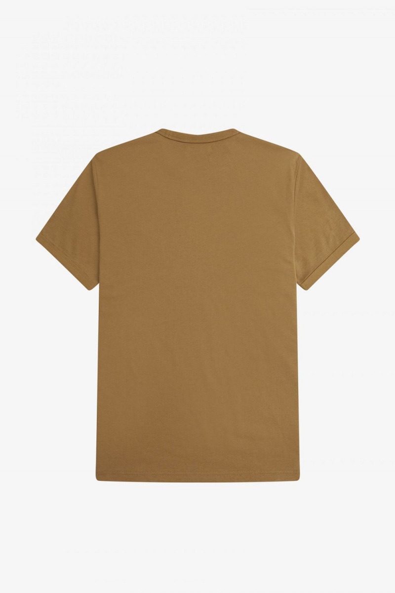 Fred Perry Ringer Men's T-Shirt Brown | VJNGA2318